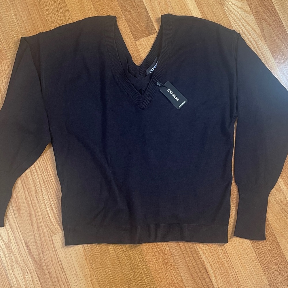 NWT New with Tags Express Black Long Sleeve Shirt Sweater